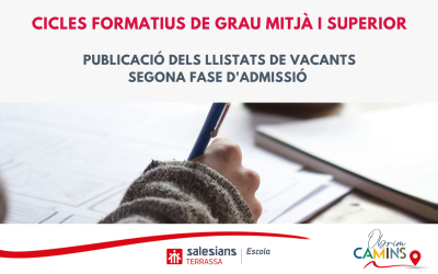 Llistats de vacants de Cicles Formatius de Grau Mitjà i Superior, segona fase d’admissió
